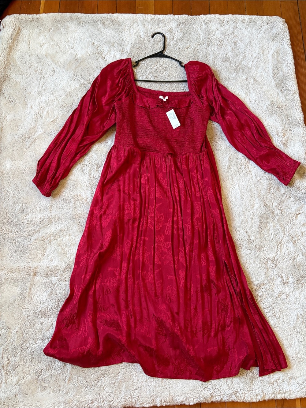 Maurice’s Women's Red Midi Dress with Smocked Bodice